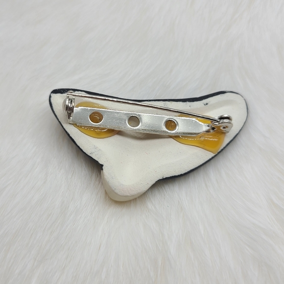 Vintage Fancy Faces Brooch Pin Handpainted Porcelain Mask with Rhinestones - Picture 3 of 5